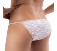 Faringoto Men Thong G String Translucent Nylon Sexy Lingerie Gay U Pouch Briefs Underwear White