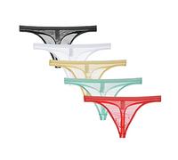 Faringoto Men's Ice Silk Thong Transparent U Convex Invisible T Pants