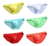 Faringoto Men's Seamless Brief One Piece Ultra-thin Breathable Transparent Ice Silk Underwear