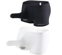 Faringoto Men's Underwear Boxer Briefs Elephant Bulge Pouch Thong Elastic Breathable See-Through Trunk Briefs