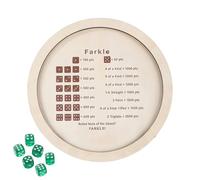 Farkle Dice Game Set with 7 Inch Wooden Tray - Portable, Includes 6 Dice & Engraved Rules, Perfect for Travel & Family Game Nights