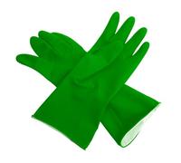 Farla Medical KleenMe Rubber Gloves Large, Cleaning Gloves, Household Essentials for Cleaning - Washing Up, Flocked Lining, Green Gloves