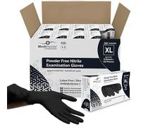 Farla Medical MediHands Black Nitrile Gloves | Powder Free | Latex Free | Pack of 100 (XL (Pack of 1000))