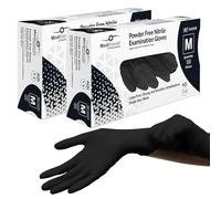 Farla Medical MediHands Disposable Medium Nitrile Gloves - Powder Free and Latex Free Surgical Gloves - Multi-Purpose, Single Use Medical Gloves - Box of 200, Black