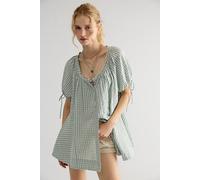 Farley Gingham Tunic at Free People in Sea Foam Combo, Size: Medium - female
