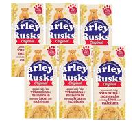 Farleys Rusk Original 9 Biscuits 150g Pack of 6 Baked Cookies Sweet Biscuits Snack Treat Calcium Iron Mineral Vitamin A B C with Welari Thank You Card | (6pack) (900g)