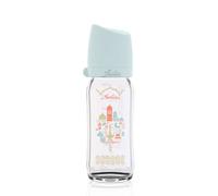 FARLIN Anti-Colic Glass Baby Bottle, 8 oz - with Silicone Pacifier for 1 Month+ Babies - Thermal Resistant, BPA Free and Dishwasher Safe, Roll-Proof Oval Design (8oz,240ml/cc, The Arabian Nights)