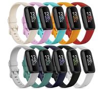 Farluya 10 Pack Bands Compatible with Fitbit Inspire 3,Soft Sport Straps Silicone Replacement Wristband for Fitbit Inspire 3 Tracker Smart Watch for Women Men, Large