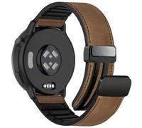 Farluya 18mm Magnetic Leather Silicone Band Compatible with Garmin Venu 3S 41mm/Venu 4 41mm/Venu 2S/Vivoactive 4S/Vivomove 3S/Forerunner 255S/265S, Quick Release Genuine Leather Strap for Women Men