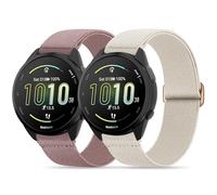 Farluya 2 Pack Stretchy Nylon Watch Bands Compatible with Garmin Forerunner 165/55/245/Vivoactive 5/6/3,20mm Soft Breathable Adjustable Replacement Sport Straps for Garmin Venu Sq 2 Women Men