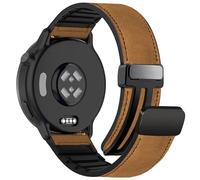 Farluya 20mm Magnetic Leather Silicone Band Compatible with Garmin Vivoactive 5/Vivoactive 6/3/3 Music, Quick Release Genuine Leather Strap for Venu/Venu Sq 2/Forerunner 55/165/245/645/570 42mm