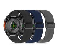 Farluya 3 Pack Quick Fit Watchband Compatible with Garmin Fenix 8 47mm/7 Pro/7/6 Pro/6/5 plus/5/E,22mm Soft Elastic Nylon Adjustable Sport Strap for Forerunner 965/970/Instinct 1/2/3 45mm Solar