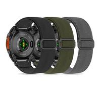 Farluya 3 Pack Quick Fit Watchband Compatible with Garmin Fenix 8 47mm/7 Pro/7/6 Pro/6/5 plus/5/E,22mm Soft Elastic Nylon Adjustable Sport Strap for Forerunner 965/970/Instinct 1/2/3 45mm Solar