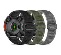 Farluya 3 Pack Quick Fit Watchband Compatible with Garmin Fenix 8 47mm/7 Pro/7/6 Pro/6/5 plus/5/E,22mm Soft Elastic Nylon Adjustable Sport Strap for Forerunner 965/970/Instinct 1/2/3 45mm Solar