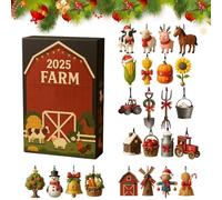 Farm Advent 2025 Calendar, Christmas Countdown Calendar with 2D Farm Theme Acrylic Decor, 24 Days Farms Christmas Decorations for Wreath Home Decorators Festival Planners Front Door Office Living Room