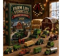 Farm Advent Calendar 2026, 24 Day Vehicle Countdown | 24 Day Christmas Countdown with 24 Farm Vehicle Surprises, 3D Tractor and Machine Decorations, Fun Holiday Gift for Farm Fans