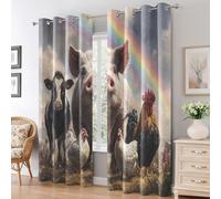 Farm Animal Blackout Curtains for Living Room Bedroom, Chicken Cow Pig Farmhose Eyelet Thermal Window Treatments 108 Drop - 2 Panels 90 x 108 Inch, Home Decor pw&43