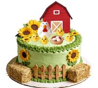Farm Animal Cake Decoration Chicken Birthday Decoration Chick Egg Cake Topper for Farm Animal Baby Shower Birthday Party Decorations