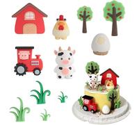 Farm Animal Cake Toppers - Farm Birthday Decorations Themed Topper, Tractor Barn Cow Party, for Kids Birthday Party Decorations, Cute and Colorful Design, Suitable for Boys and Girls