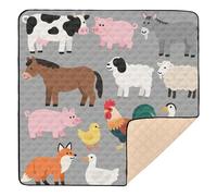 Farm Animal Cartoon Collection Large Stylish Baby Activity Play Mat for Indoor Outdoor Washable Baby Kick Crawling Mat for Baby Kids Toddlers Infants, 50'' x 50''