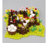 Farm Animal Chicken Coop Building Set, 20 Chickens + Chicken Farm Building Blocks Kit, MOC Building Set for Kids Adults, DIY Building Toy Compatible with Major Brands (B)