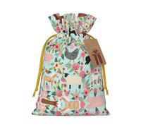 Farm Animal Christmas Drawstring Sack Gift Bag, Lightweight And Cute In Design
