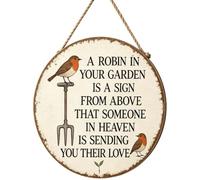 Farm Animal Country Wall Decor Sign, Robin Garden Signs, Round Rustic Sign