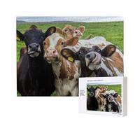 Farm Animal Cow Cattle,500 Pieces Wooden Jigsaw Family Game Jigsaw Puzzles for Adults Teens Home Decor