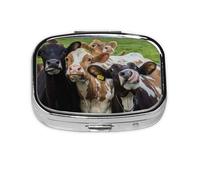 Farm Animal Cow Cattle,Meta Pill Box 2 Compartment Medicine Case,Portable Organizer,Rectangle Meta Portable Organizer Pill Box 1178 Compartment Medicine Case