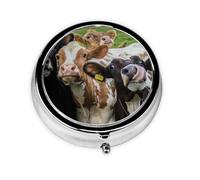 Farm Animal Cow CattleMeta Pill Box 3 Compartment Medicine Case,Portable Organizer