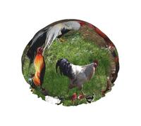Farm Animal Double Layer Waterproof Shower Cap, Extra Large Soft Elastic Band, Reusable Bath Cap For Women Men,Full Print Design