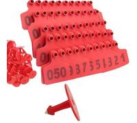 Farm Animal Ear Tags， Cattle Ear Tags Pack of 100 Numbered PE Multiple Sizes(Red,7.5 * 10cm 201-300)