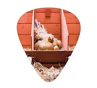 Farm Animal Guitar Picks Picks 12 Pack with Thin Box,Husbandry Photo with Laying Hen Incubating Inside Cage and Eggs,Special Guitar Plectrums Gift Set for Guitarist,Burnt Sienna Blush Almond