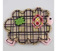 Farm Animal Patch Gingham Motif Iron or Sew On Check Patchwork Bird 5 Types 081D, Woolly Sheep 60x45