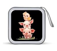 Farm Animal Pig Chicken CD Case Portable DVD Storage Small CD Holder Organizer for Home Travel