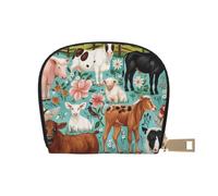 Farm Animal Print Coin Purse PU Leather Portable Coin Purse with 12 Card Slots Mini Change Wallet for Women and Thoughtful Gifting