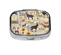 Farm Animal Print Pill Box 2 Compartment Medicine Pill Case,Portable for Pocket Or Purse Pill Box Decorative Metal Medicine Organizer