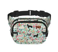 Farm Animal Print Unisex Square Double Layer Waist Bag Crossbody Fanny Pack Travel Workout Accessory, Black, One Size, Black, One Size