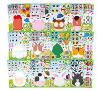Farm Animal Stickers 24 Pack - Make a Face Sticker Sheets for Kids (9"x6" Reusable) | Farm Animals Party Favors, Classroom Rewards, Crafts & Goodie Bags Stuffers