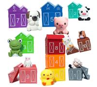 Farm Animal Toys, 10Pcs/Set Safe Finger Puppets Farm Animals with Stacked House, Educational Toys for Toddlers Birthday