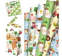 Farm Animal Wrapping Paper Barnyard Gift Wrap Folded Flat Farm Art Paper
