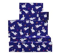 Farm Animal Wrapping Paper - Geese - 6 Sheets Of Gift Wrap - Silly Goose - Violet - Wrapping Paper For Birthday Anniversary Hen Baby Shower - Comes With Stickers - By Central 23