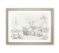 Farm Animals By Jean Bernard Vintage Framed Print | A4 Oak Framed Wall Art | Ready to Hang | Classic Nature Picture | Living Room Bedroom Lounge Office