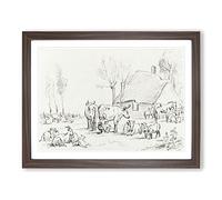 Farm Animals By Jean Bernard Vintage Framed Print | A4 Walnut Framed Wall Art | Ready to Hang | Classic Nature Picture | Living Room Bedroom Lounge Office