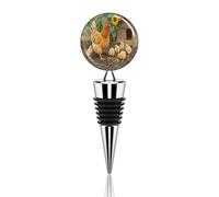 Farm Animals Chicken Wine Stopper Leakproof Wine Bottle Stopper with Silicone Reusable Wine Saver Keep Fresh Zinc Alloy Decorative Bottle Sealer for Bar Holiday Party Suitable