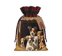 Farm Animals Color Blocked Linen Drawstring Gift Bag, Reusable Gift Bag