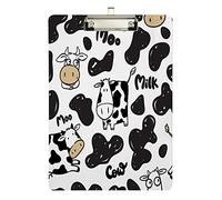 Farm Animals Cow Clipboard Black White A4 Letter Size Clip Board Decorative Boards with Low Profile Clip for Office School Student Women Men Silver Clip 12.5x8.5 inch