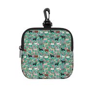 Farm Animals Cow Sheep Goat, Coin Purse Square Zipper Storage Bag, Change Pouch with Lobster Buckle Clasp Buckle, Change Purse