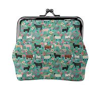 Farm Animals Cow Sheep Goat Women's Leather Coin Purse, Small Change Pouch with Kiss-Lock Clasp Closure Buckle Wallet for Girl Gift