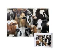 Farm Animals Dairy Cows Cow,1000 Pieces Wooden Jigsaw Family Game Jigsaw Puzzles for Adults Teens Home Decor